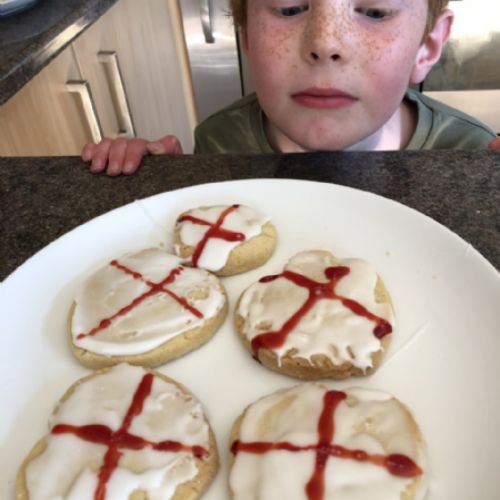 Jack and Sophie made St Georges day biscuits 